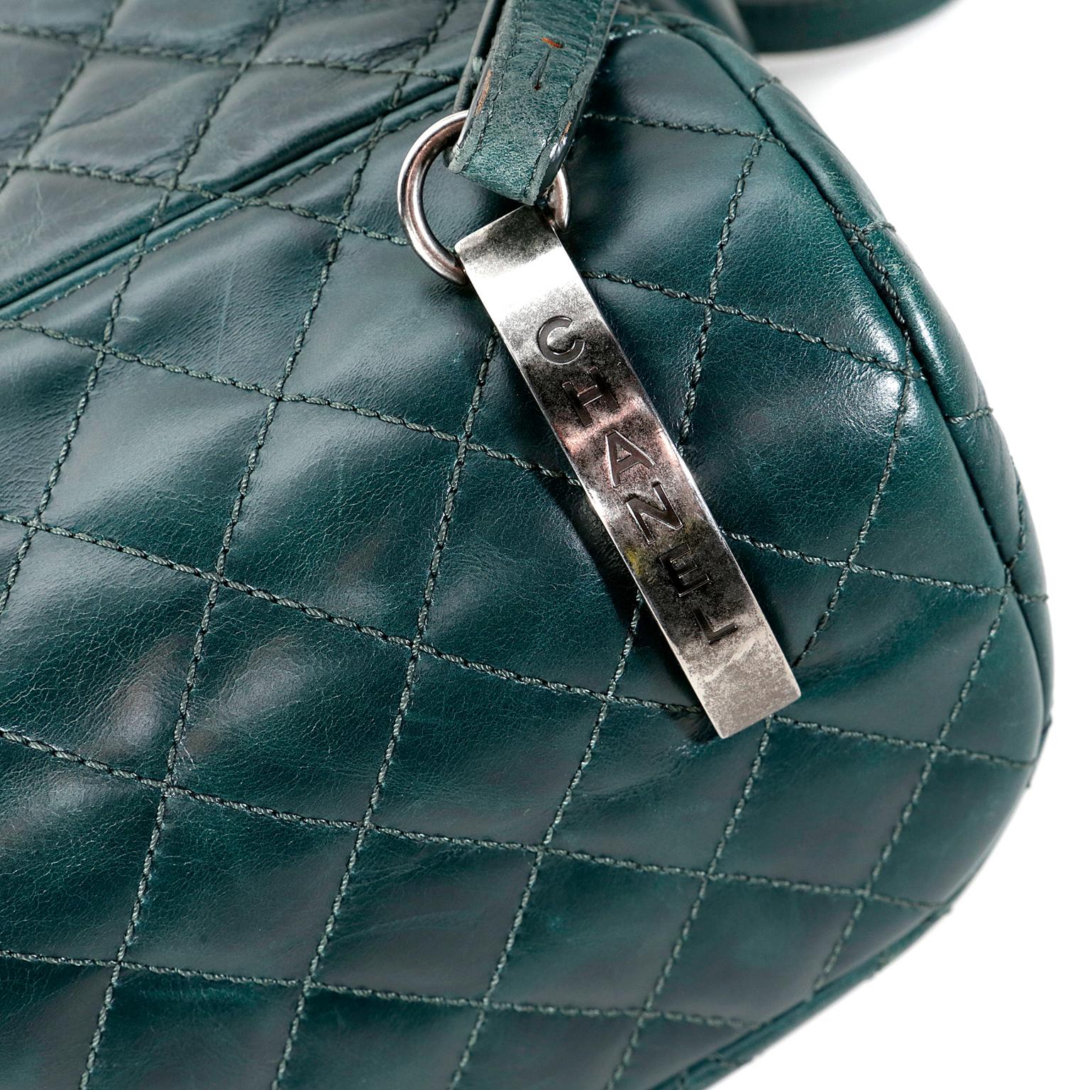 Women's or Men's Chanel Green Distressed Leather Backpack
