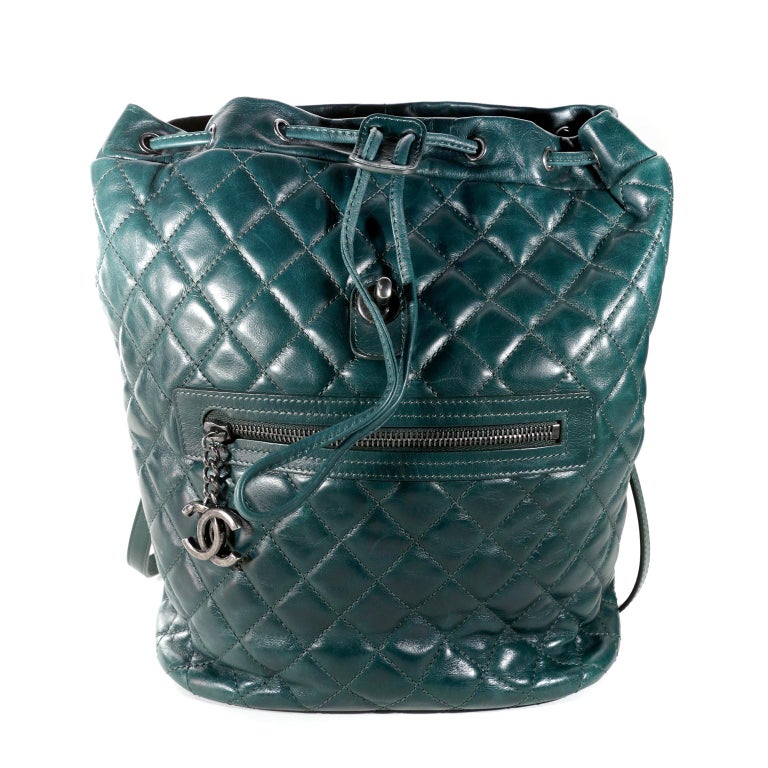 Chanel Green Distressed Leather Backpack at 1stDibs chanel distressed