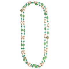 Chanel Green Embellished Necklace