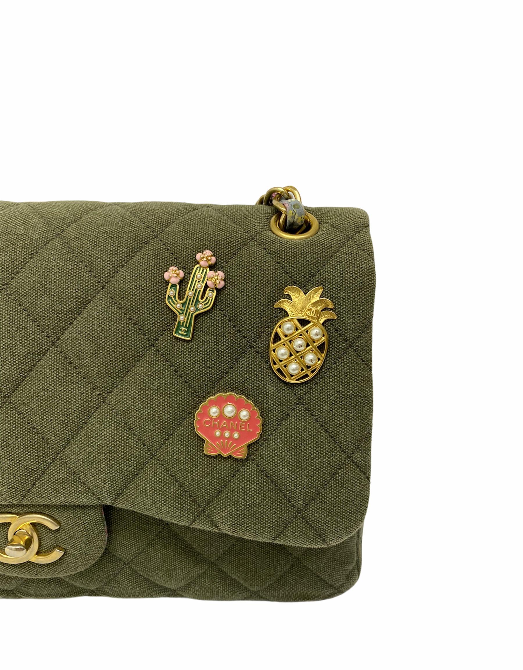Chanel Grün Fabbric Jumbo Kuba Tasche 4