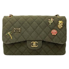 Chanel Green Fabbric Jumbo Cuba Bag