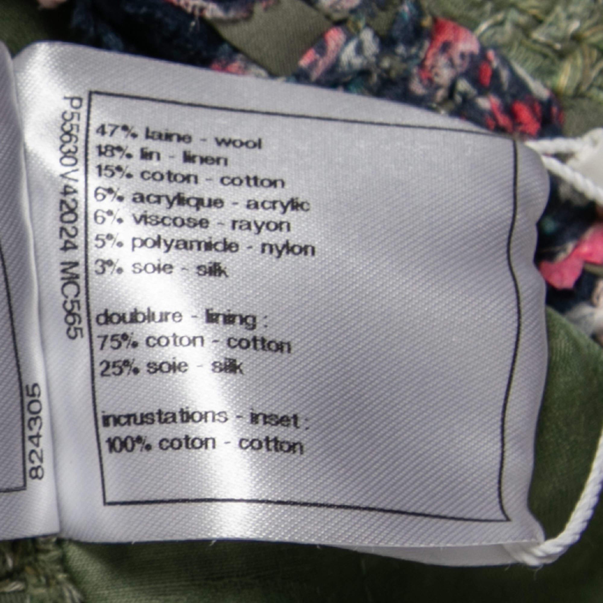 Veste Chanel en tweed vert fantaisie à boutons sur le devant XXL Pour femmes en vente