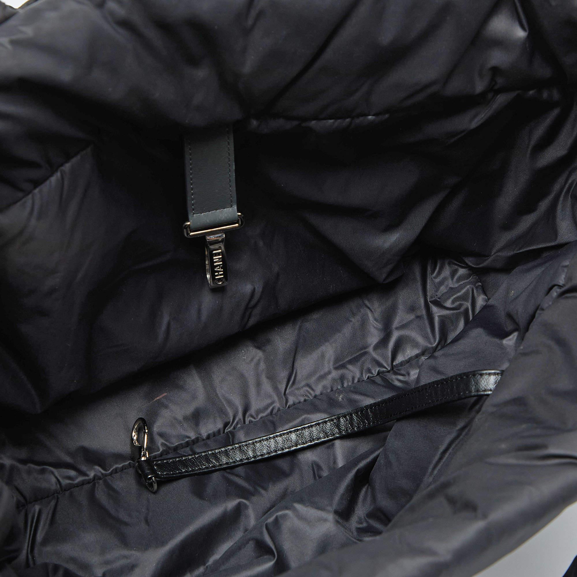 Chanel Green/Grey Quilted Nylon Coco Cocoon Tote 2