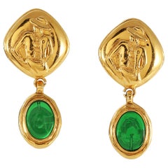 Chanel Green Gripoix Coco Earrings