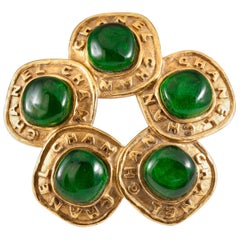 Chanel Green Gripoix Vintage Brooch