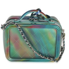 Chanel Green Iridescent PVC Small Filigree Vanity Case