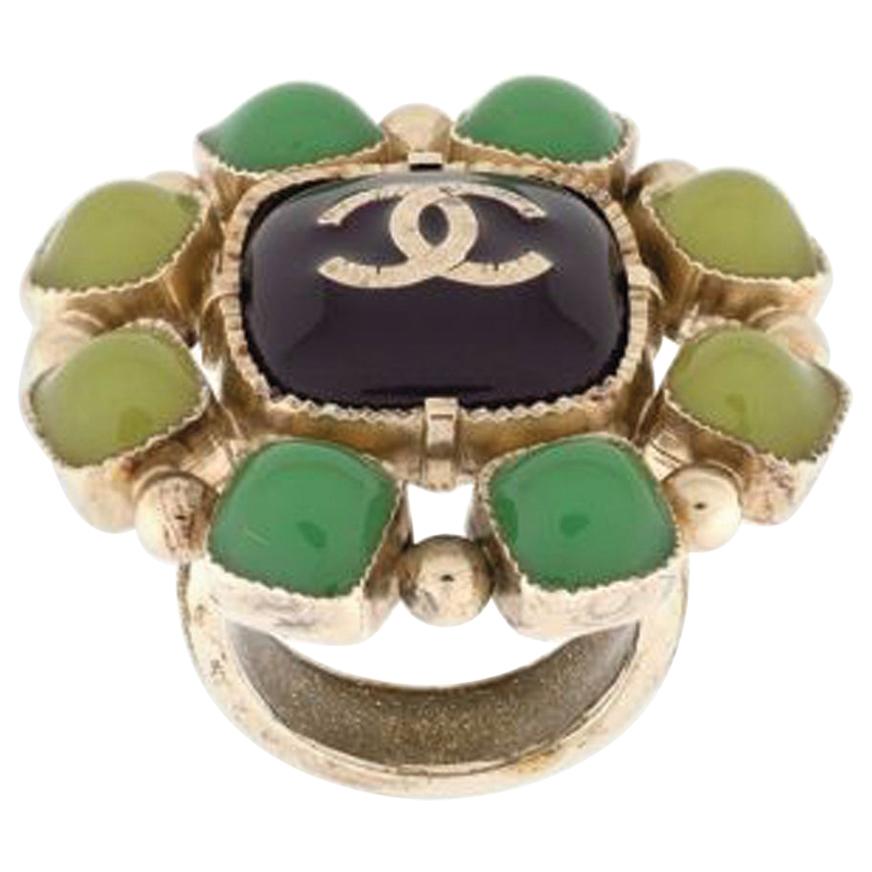 Chanel Green Jewelled Ring