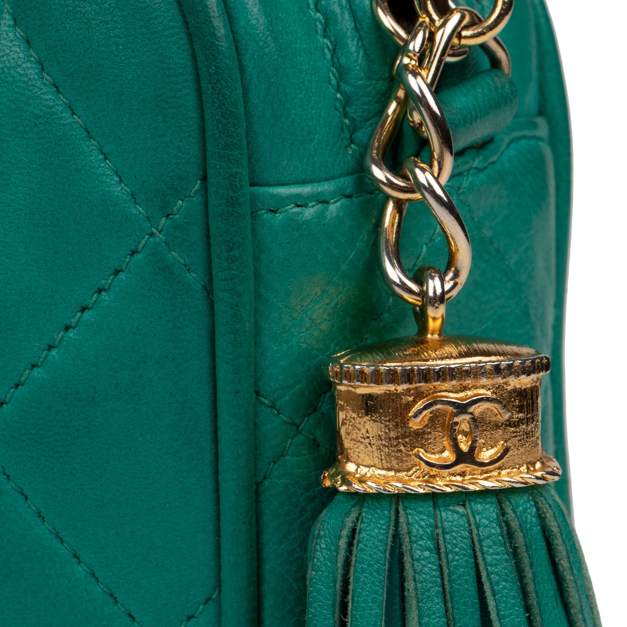 Chanel Green Lamb Skin Leather Shoulder Bag 7