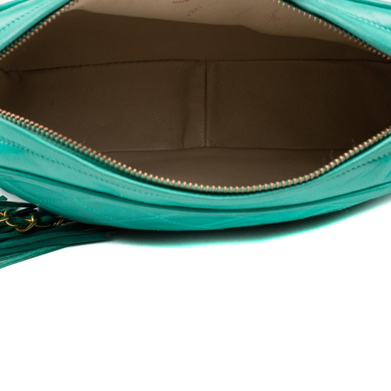Chanel Green Lamb Skin Leather Shoulder Bag at 1stDibs