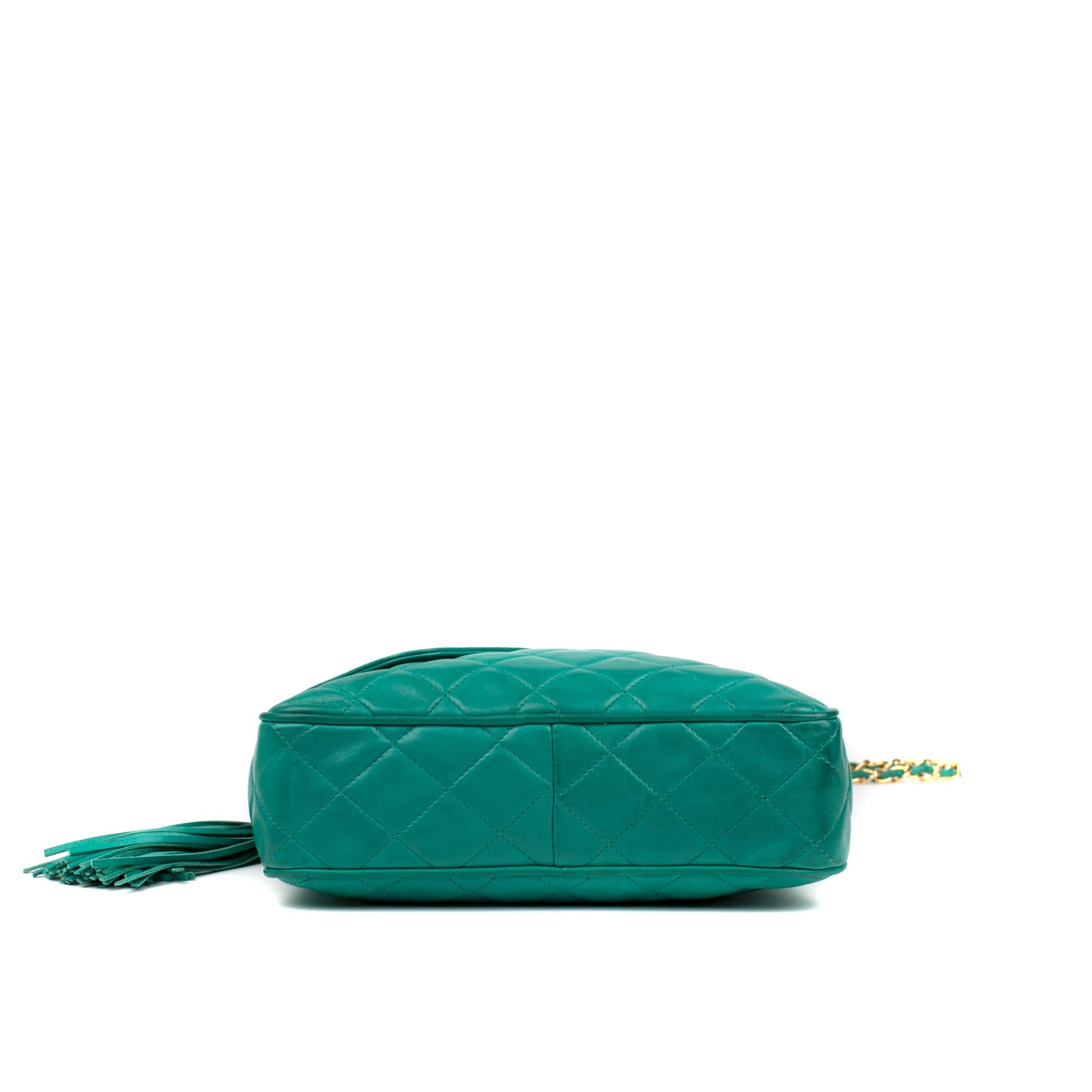 Chanel Green Lamb Skin Leather Shoulder Bag 4