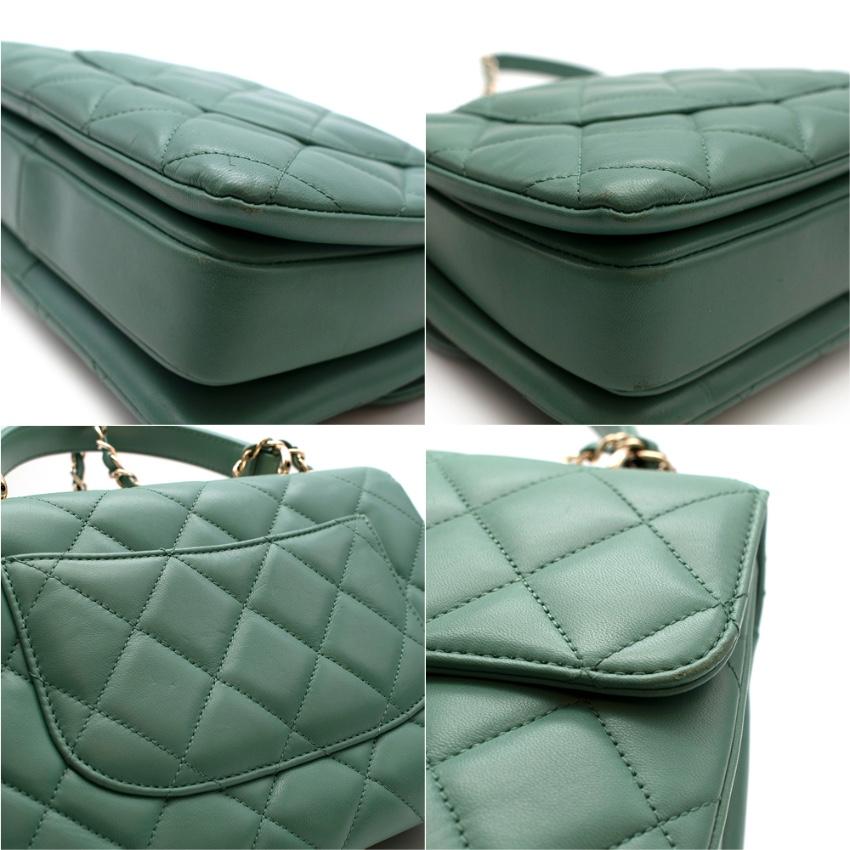 Chanel Grün Lammfell Klappe Top Handle Tasche mit goldenen Hardware 2