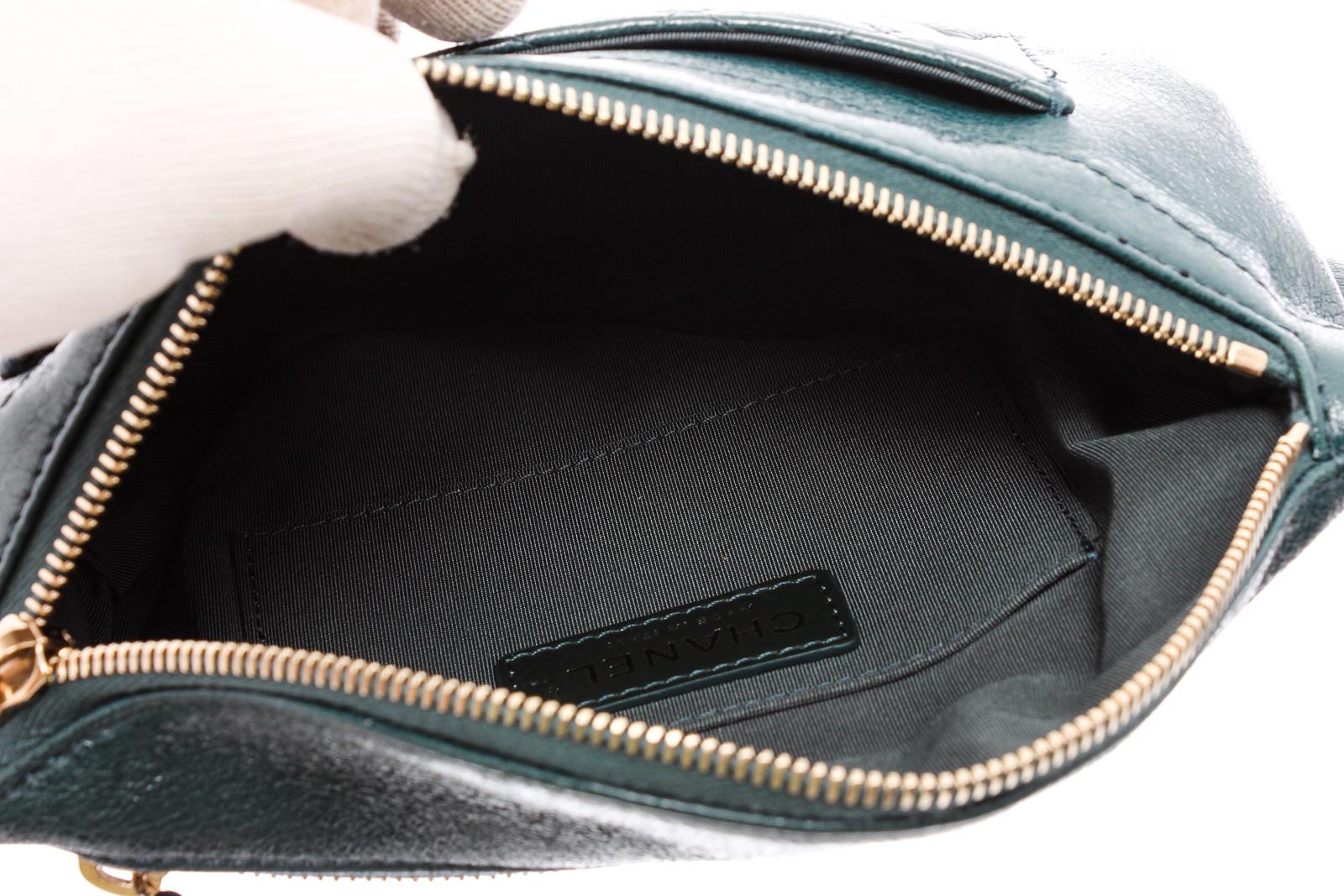 Women's Chanel Green Lambskin Leather Bi Classic Waist Bag 