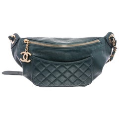 Chanel Green Lambskin Leather Bi Classic Waist Bag 