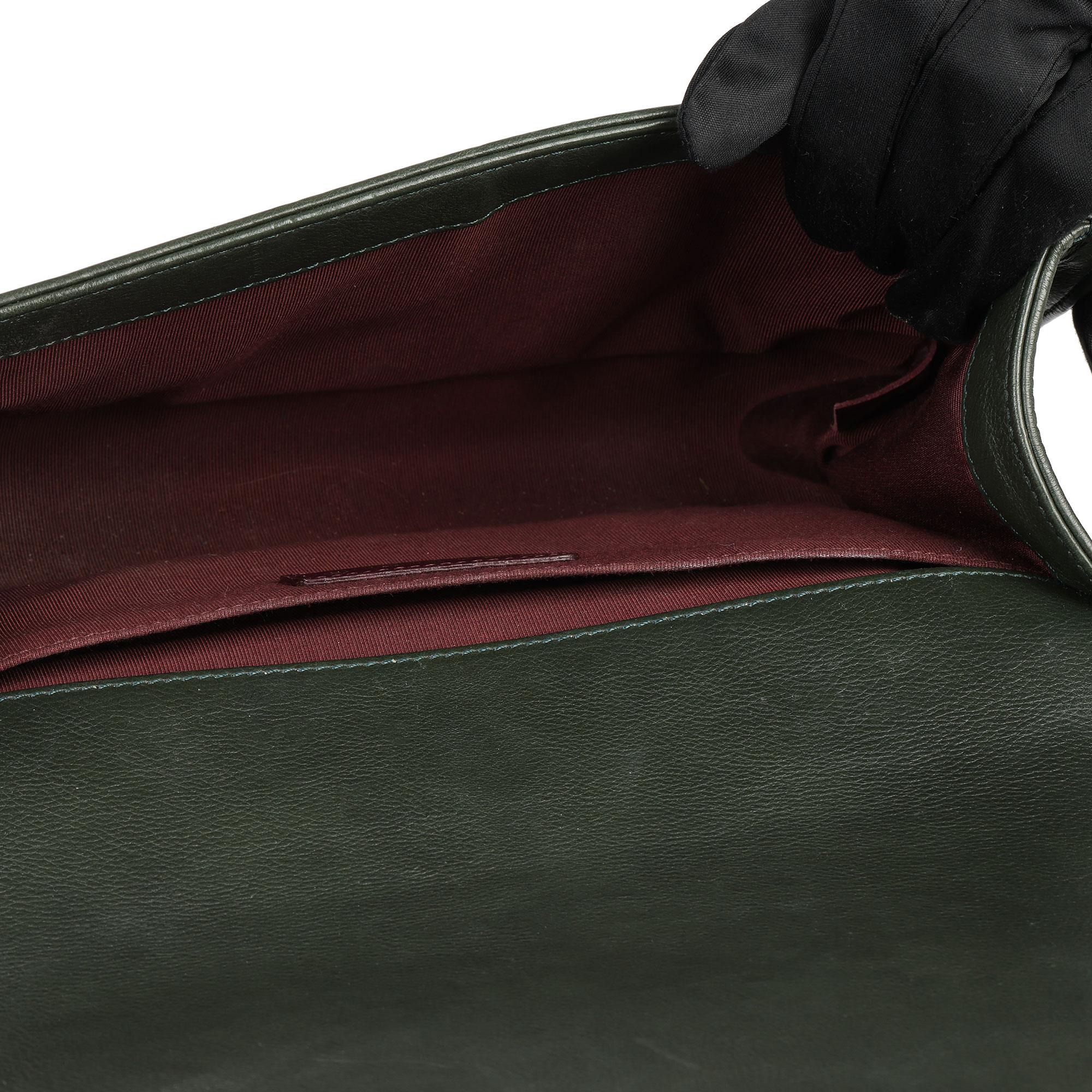 Chanel Green Lambskin Leather & Goat Fur Medium Le-Boy Bag 3