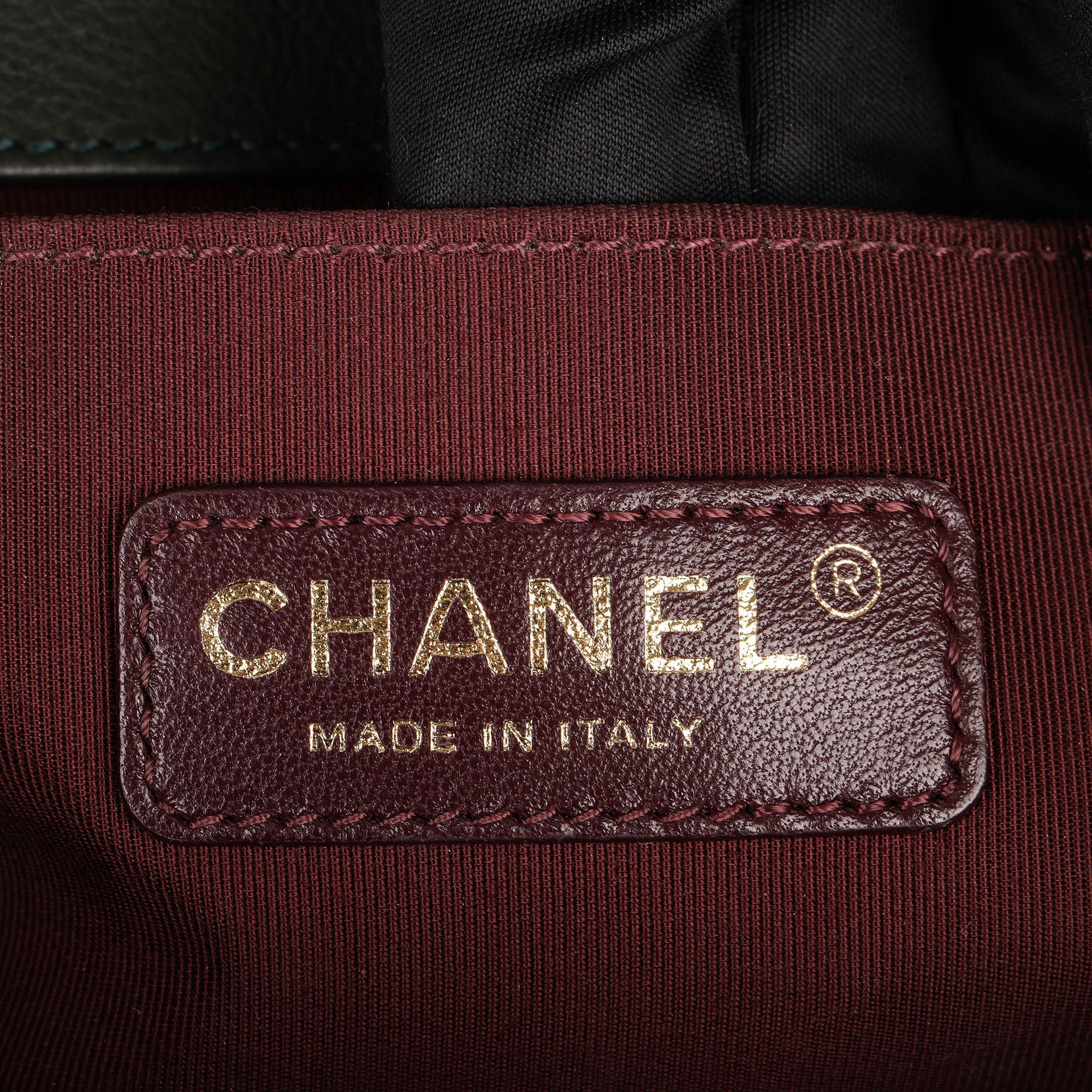 Chanel Green Lambskin Leather & Goat Fur Medium Le-Boy Bag 1