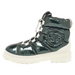 Chanel Green Leather and Nylon Ankle Length Boots Size 40