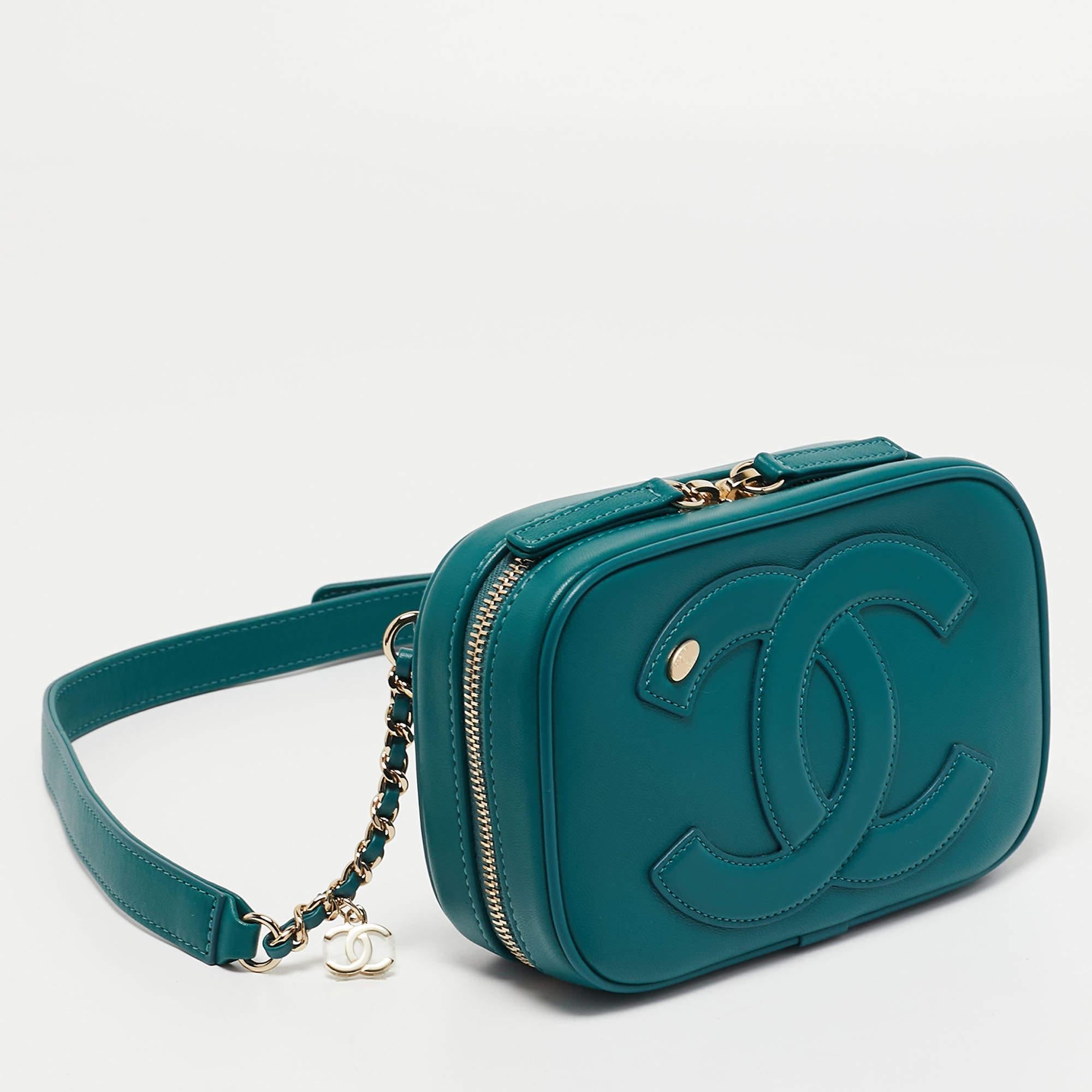 Women's Chanel Green Leather CC Mania Waist Bag