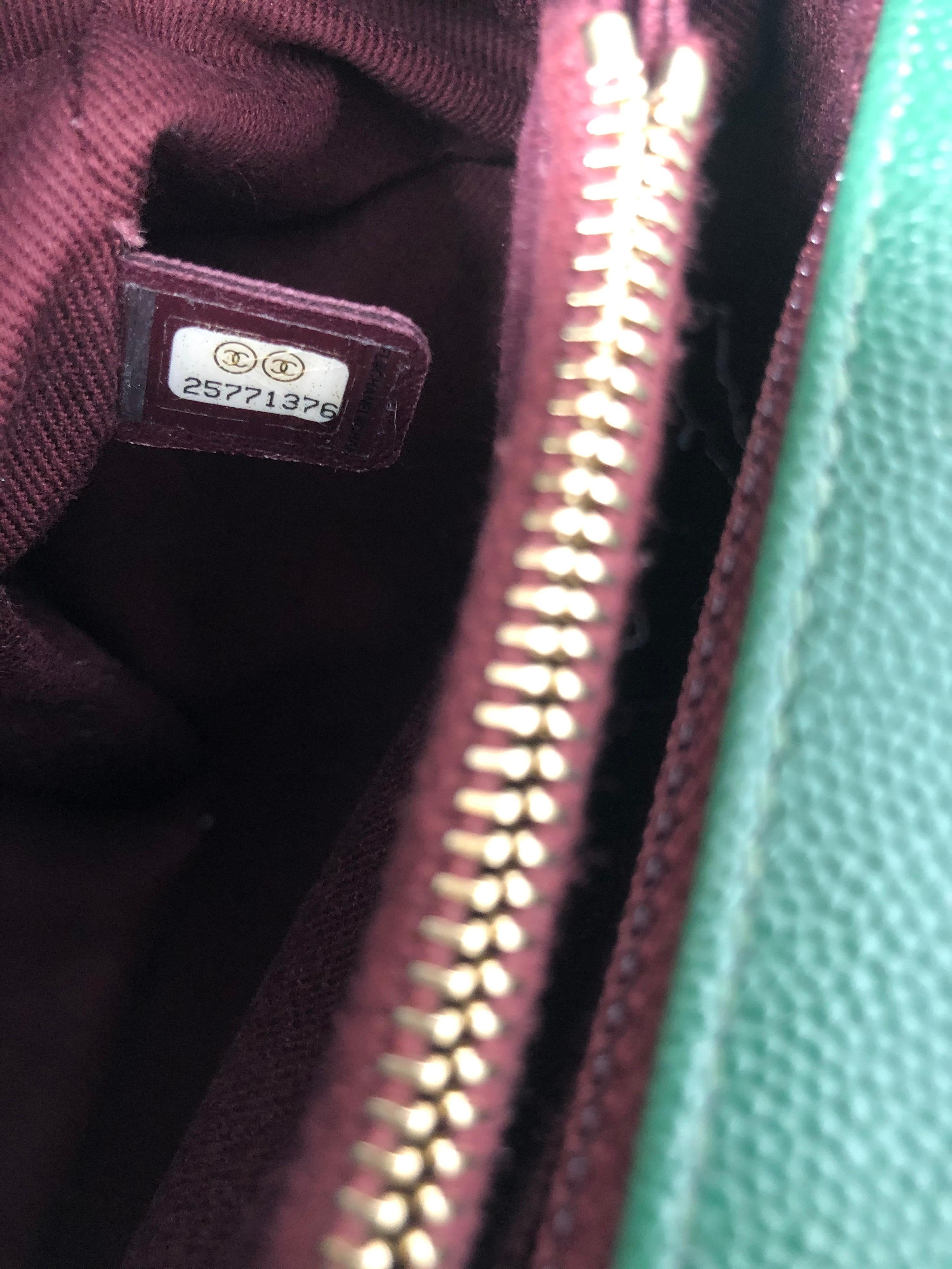 Chanel Green Leather Chevron Coco Handle Bag  1