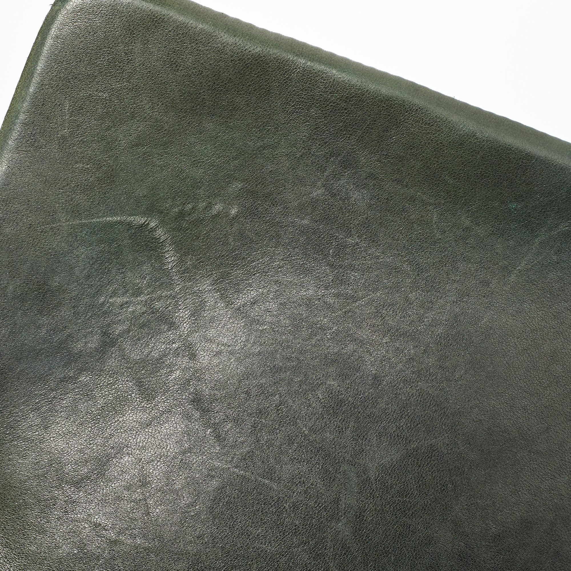 Chanel Green Leather Surpique Chevron Large Flap Bag 3