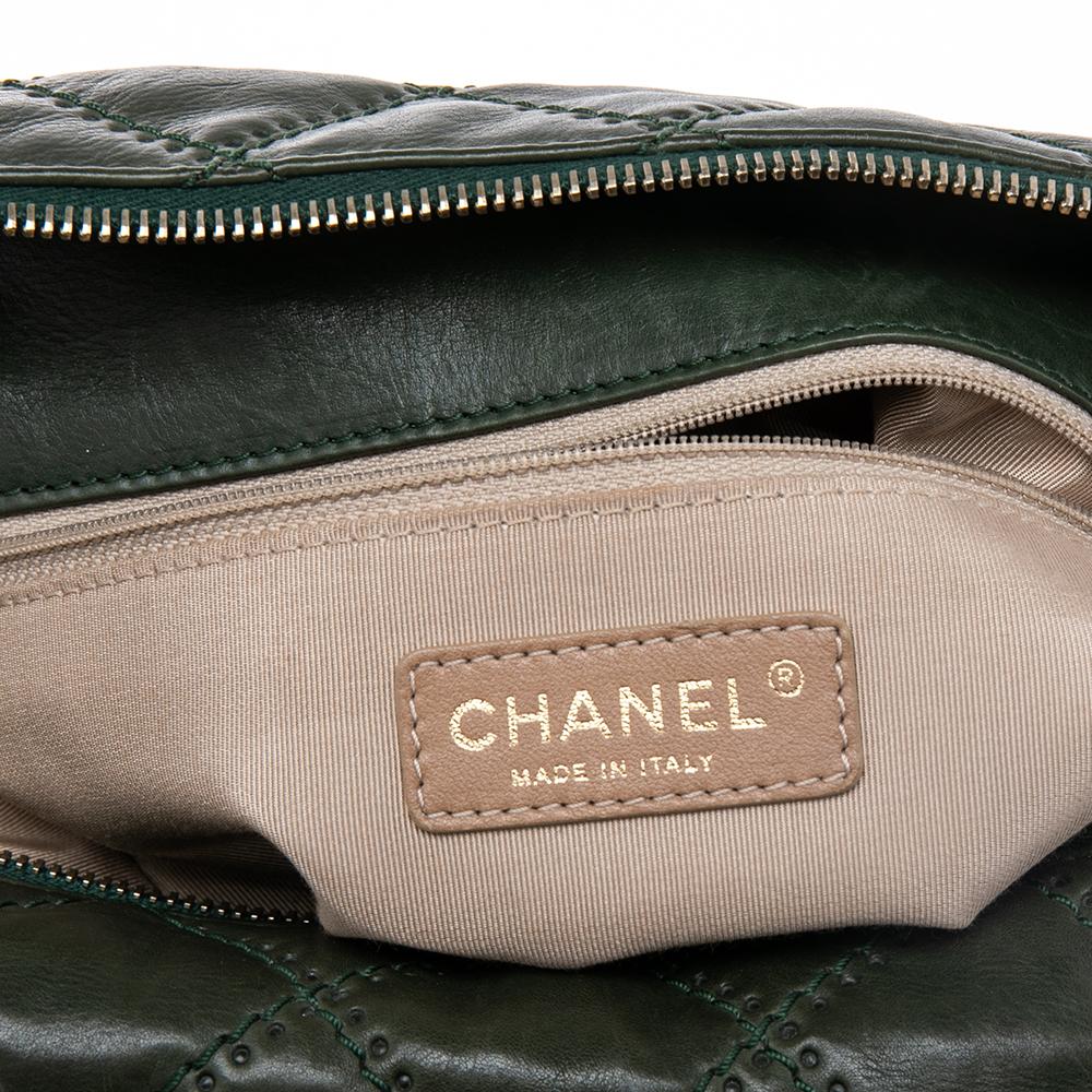 Chanel Green Leather Wild Stitch Accordion Shoulder Bag 2