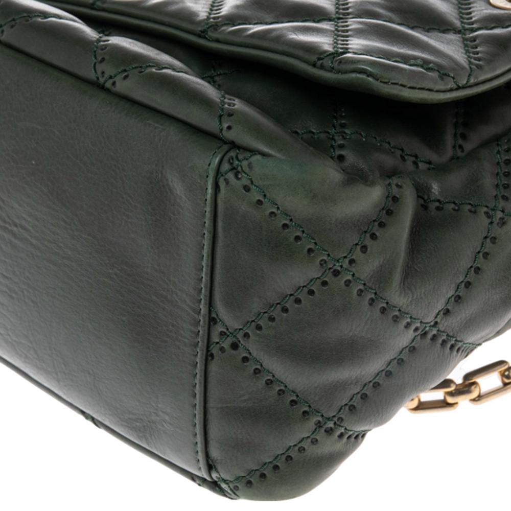 Women's Chanel Green Leather Wild Stitch Accordion Shoulder Bag