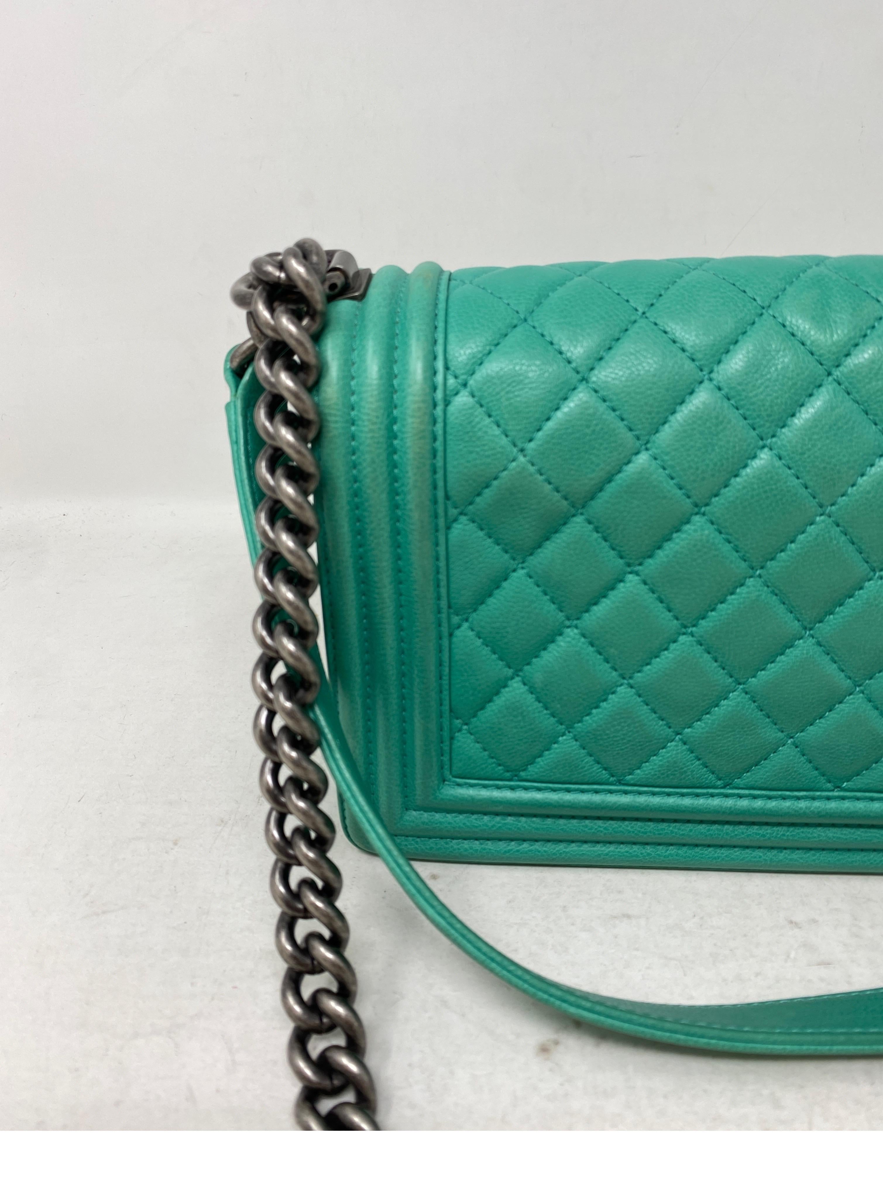 Chanel Green Medium Boy Bag In Good Condition In Athens, GA