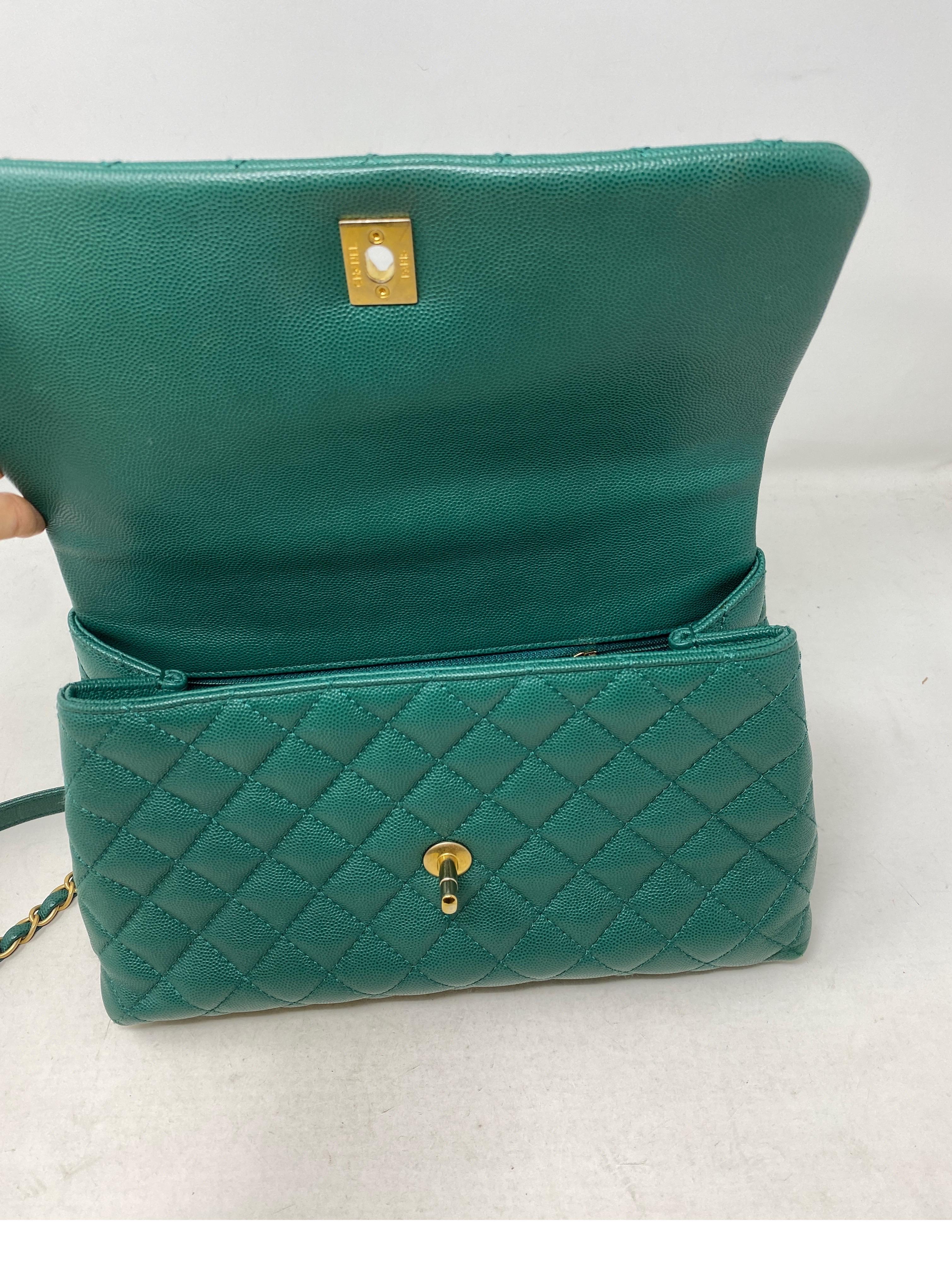 Chanel Green Medium Coco Handle Bag  3