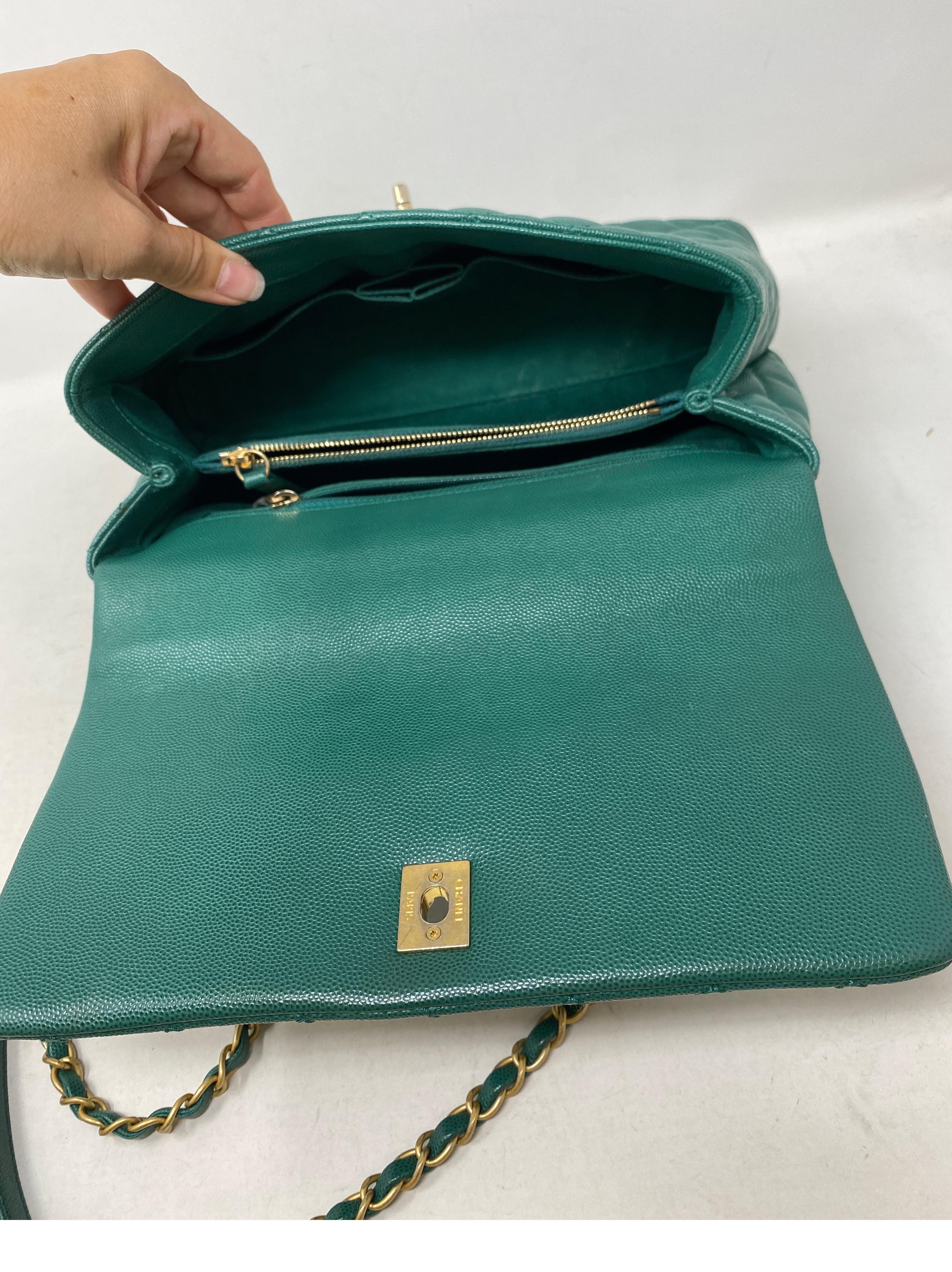 Chanel Green Medium Coco Handle Bag  4