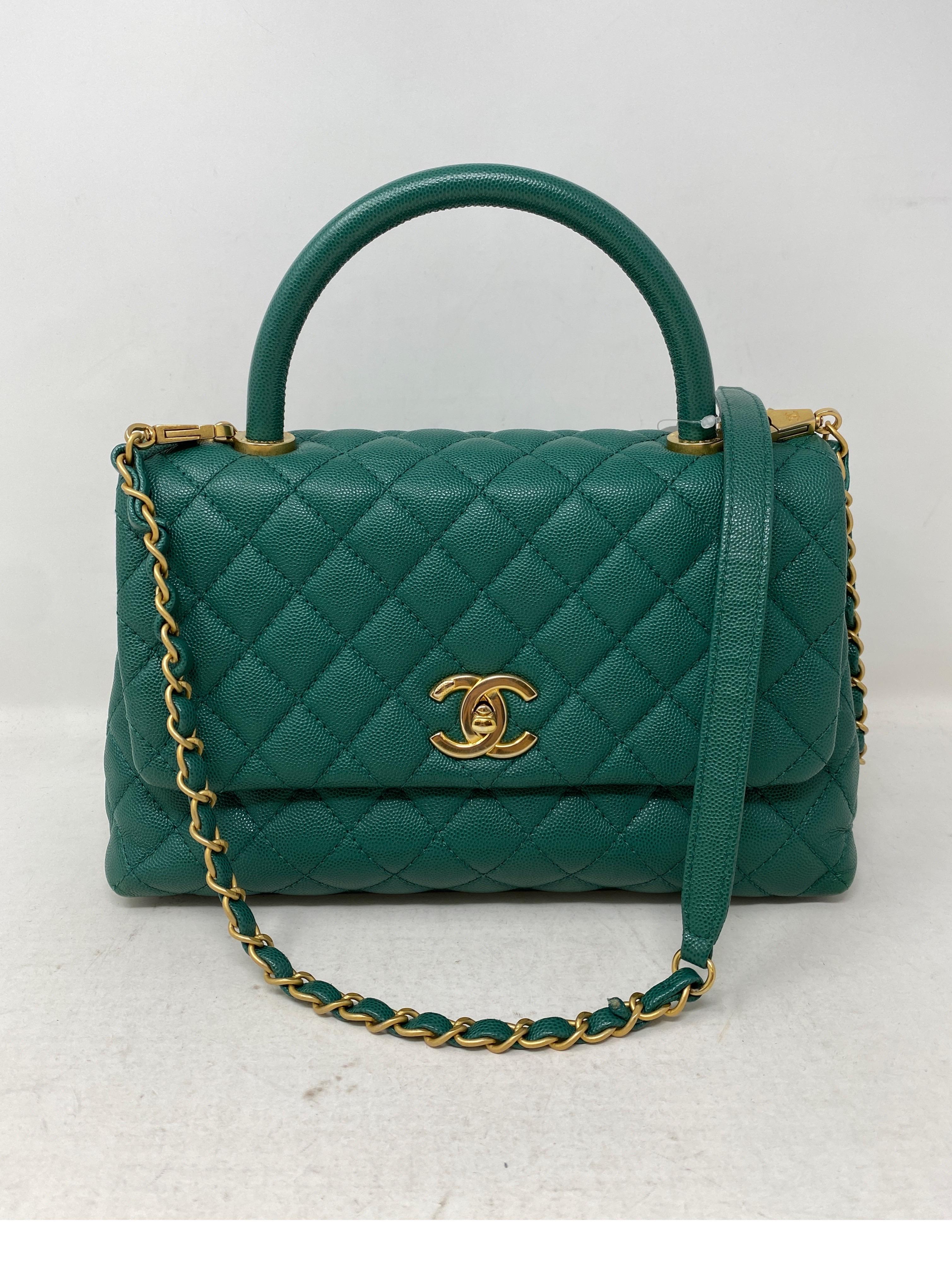 Chanel Green Medium Coco Handle Bag  1