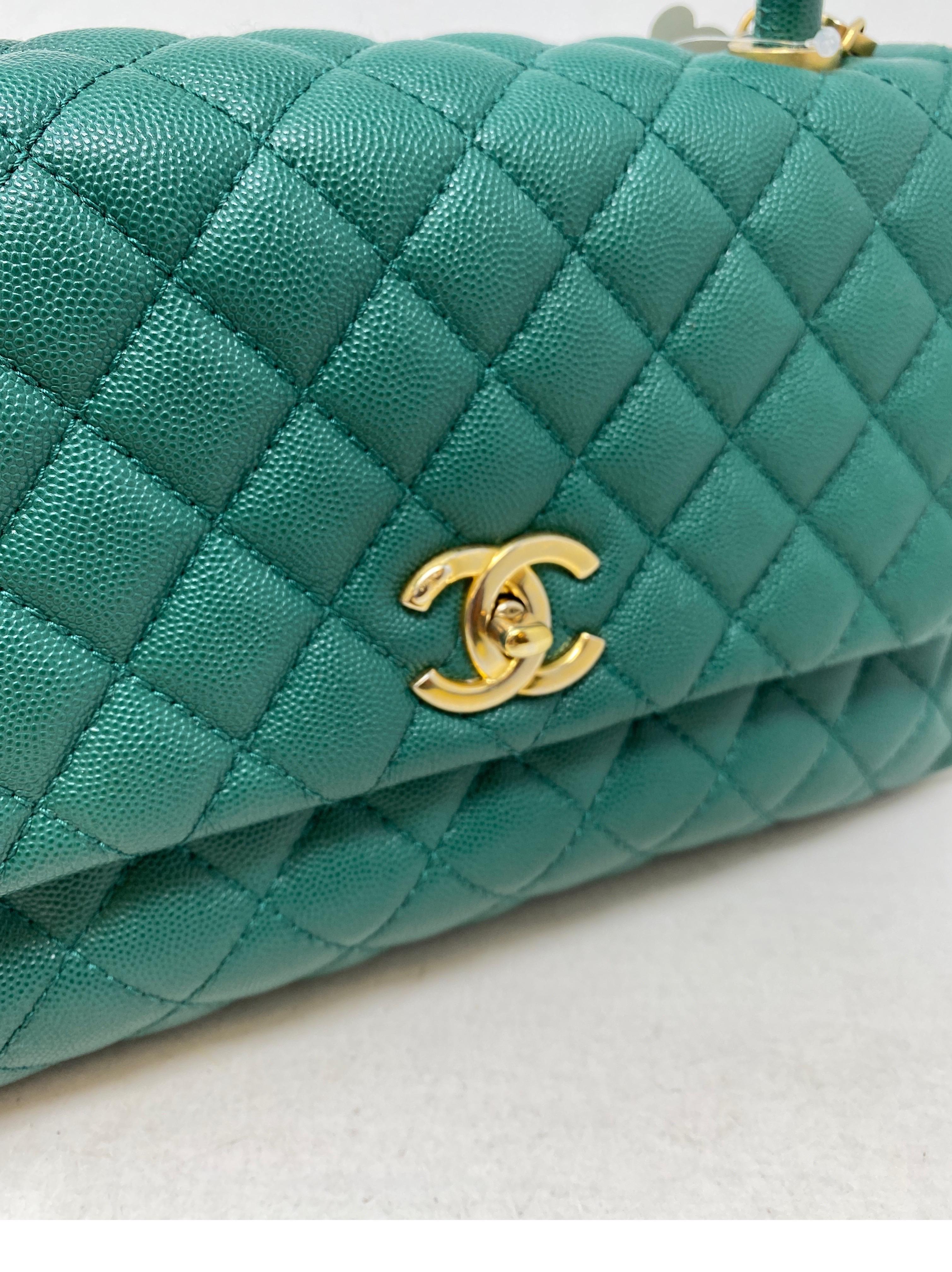 Chanel Green Medium Coco Handle Bag  2