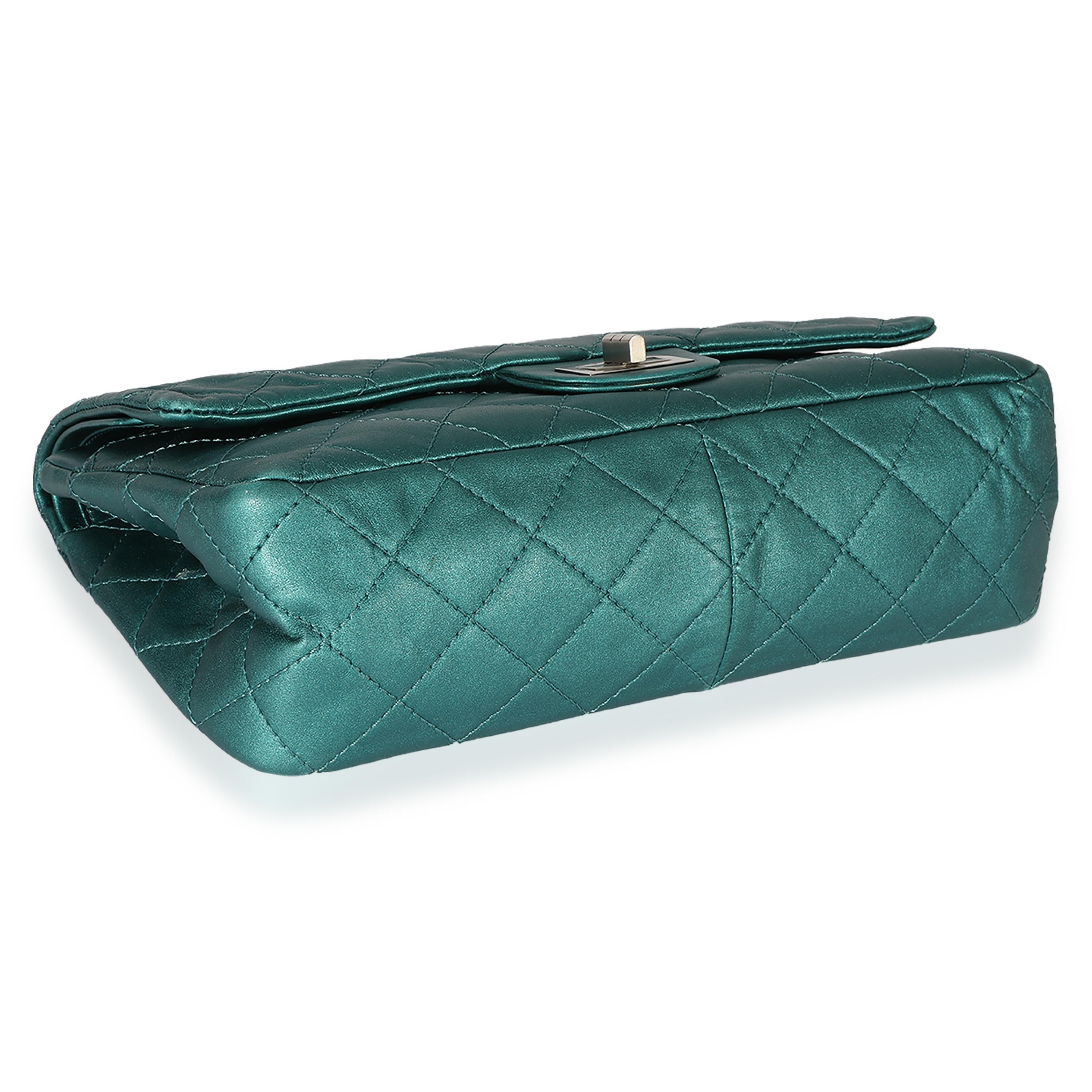 Chanel Green Metallic Leather 2.55 227 Reissue Flap Bag 1