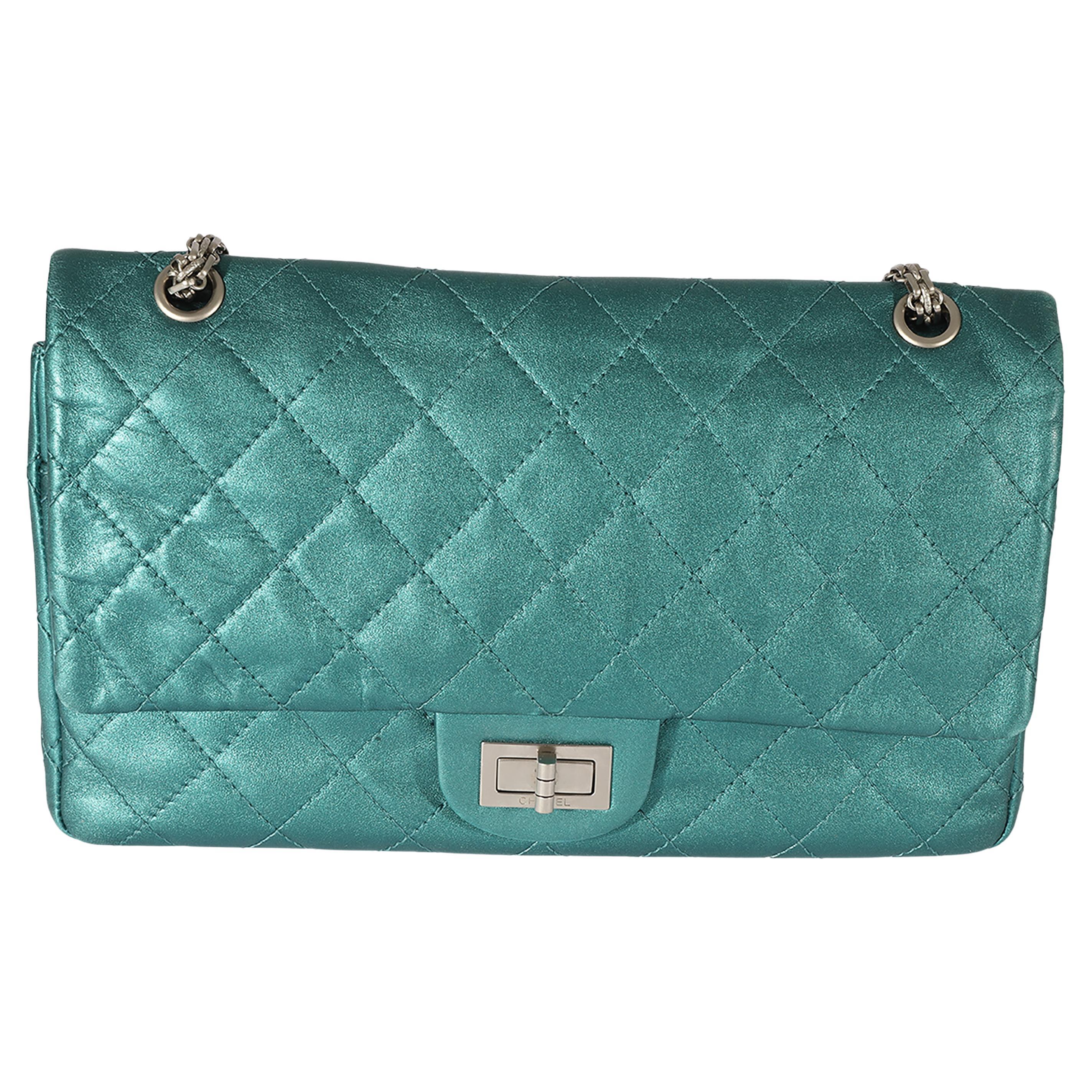 Chanel Green Metallic Leather 2.55 227 Reissue Flap Bag