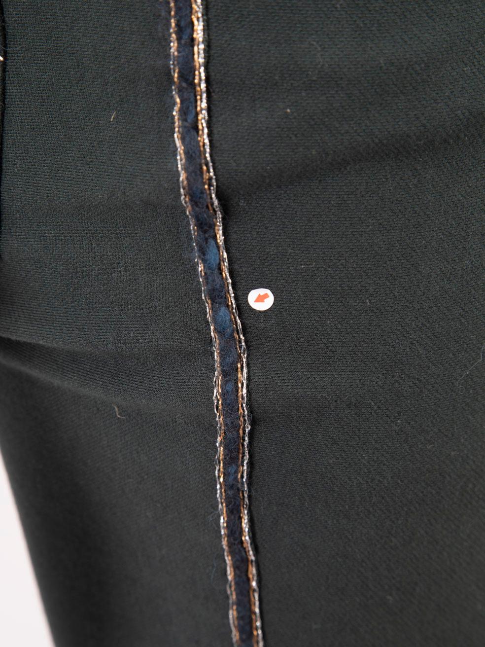 Chanel Grüne Skinny-Hose mit Metallic-Besatz Größe M Damen im Angebot