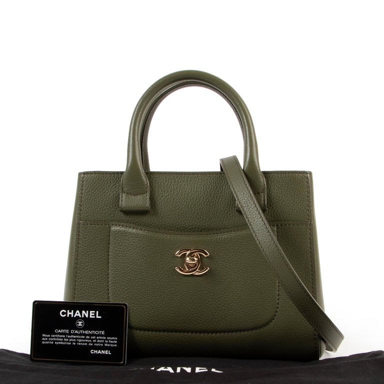 Chanel Olive Green Grained Calfskin Small Neo Executive Tote Gold Hardware,  2017 Available For Immediate Sale At Sotheby's