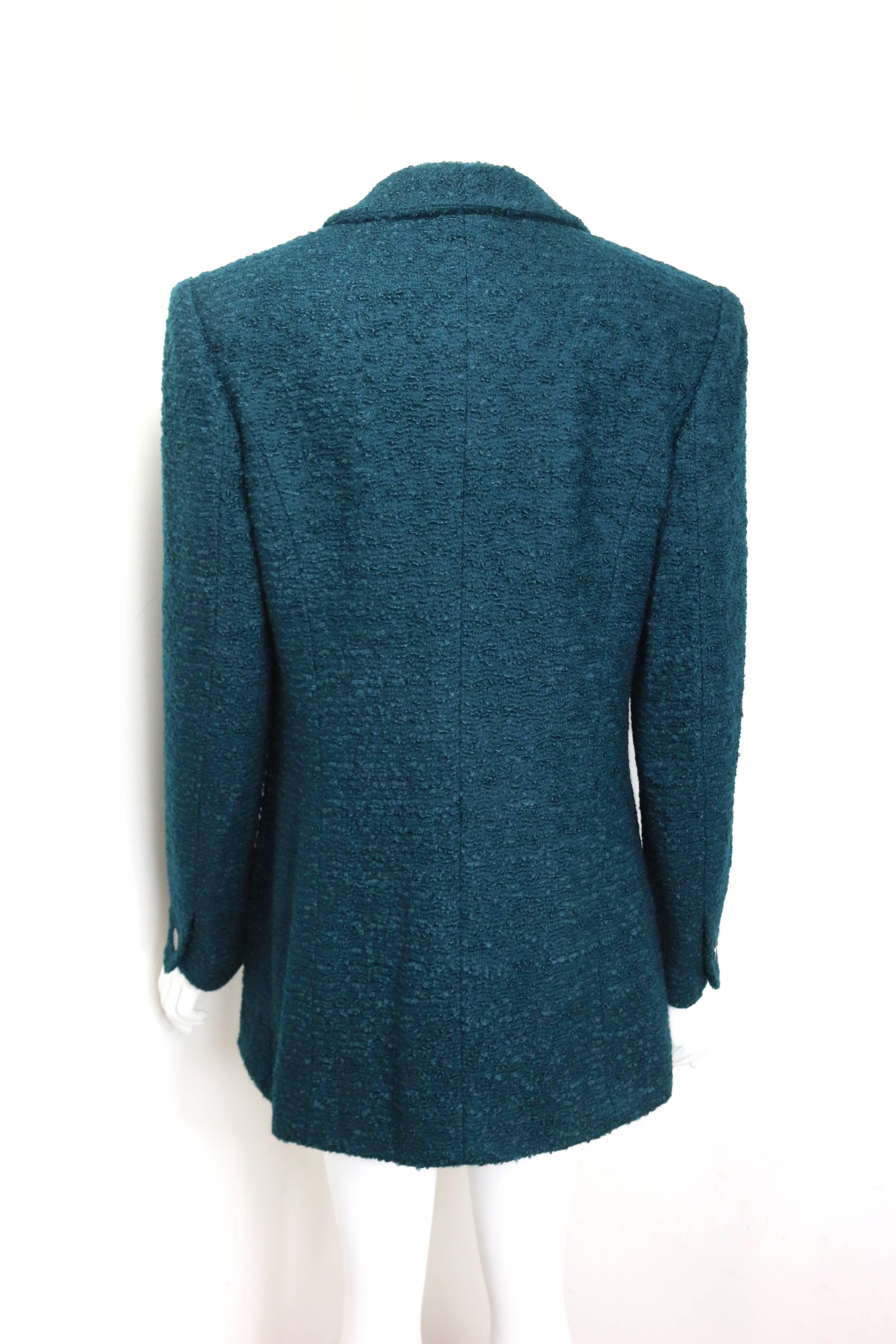 Women's Chanel Green Mohair and Boucle Wool Jacket (Unworn) For Sale