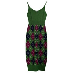 Chanel Green/Navy/Burgundy Cashmere Dress sz FR36