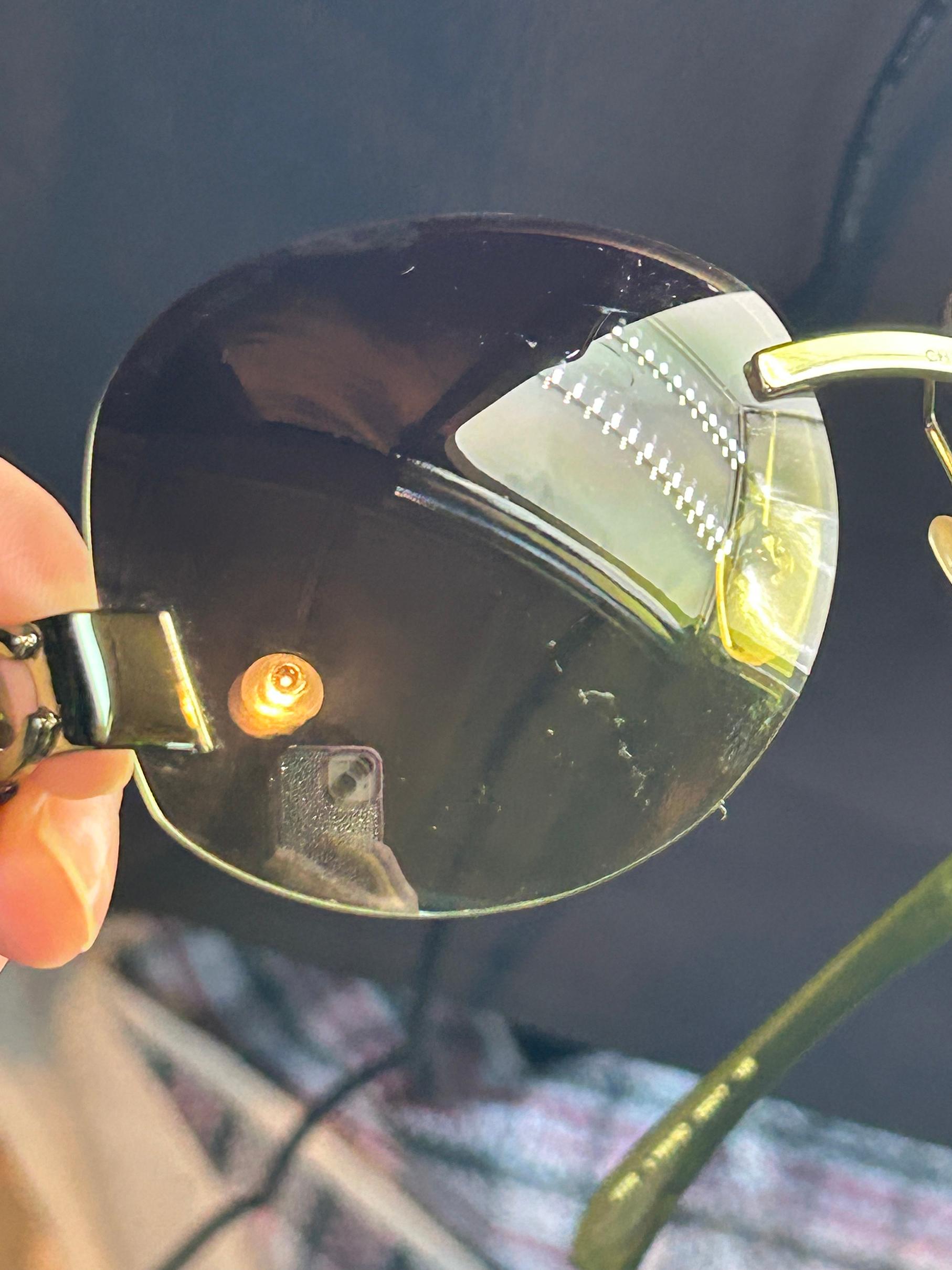 Chanel Green Ombre Lens CC Logo Rimless Sunglasses c2000s For Sale 8