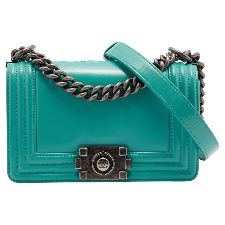 Chanel Green Patent Leather Small Boy Flap Bag For Sale at 1stDibs