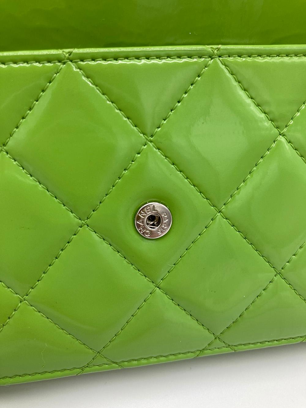 Chanel Green Patent Leather Wallet on Chain 1