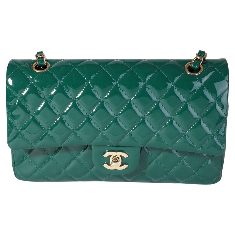Chanel Green Patent Medium Classic Double Flap Bag at 1stDibs  chanel  pharrell xxl flap bag, chanel bag green color, light green chanel bag