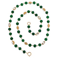 Vintage Chanel green pearl necklace