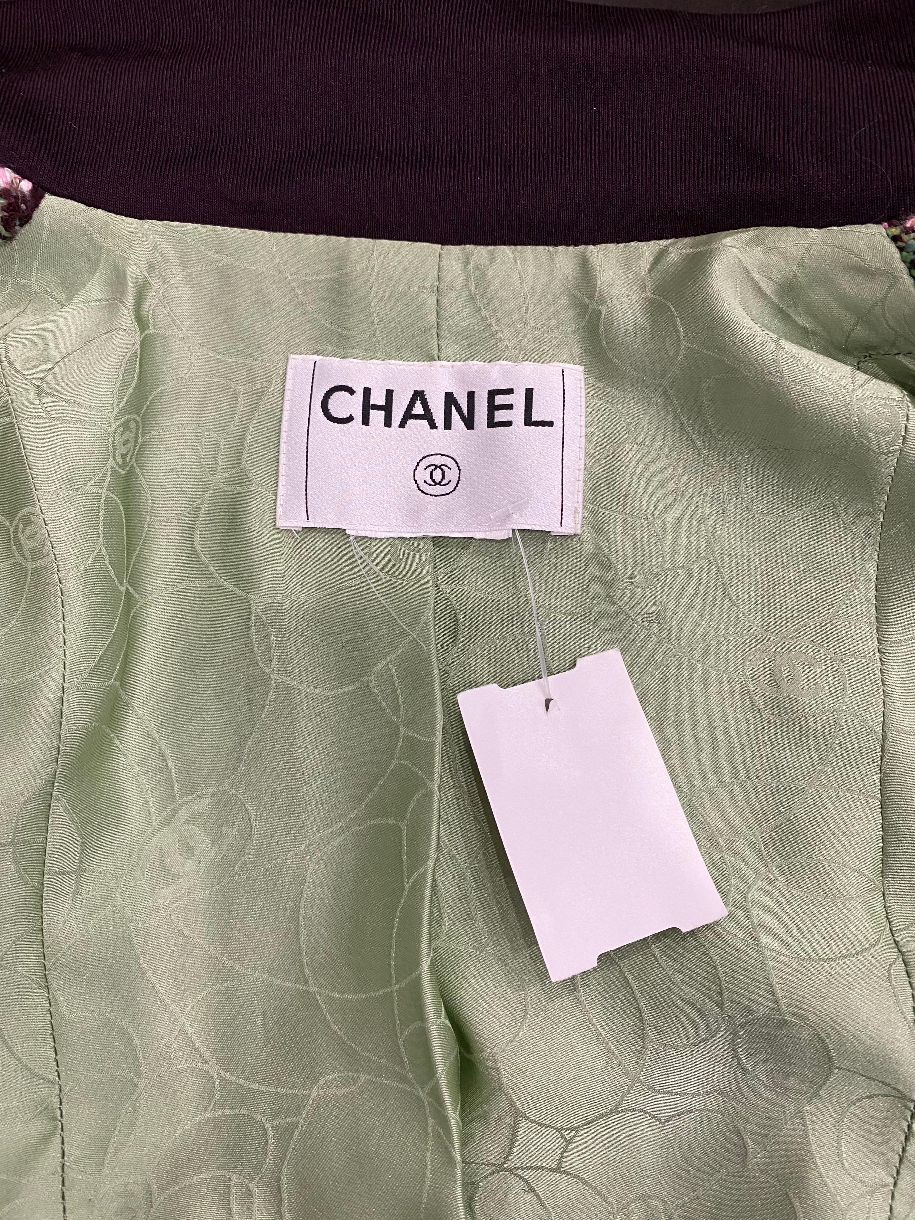 Chanel Green Pink and Brown Boucle Jacket - Sz 40 5