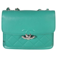 Chanel Green Quilted Calfskin Small CC Box Flap Bag