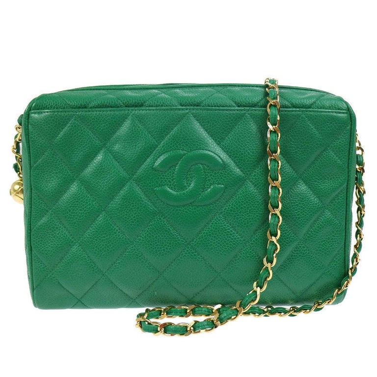 Chanel Green Quilted Caviar Leather Shoulder Bag at 1stDibs chanel