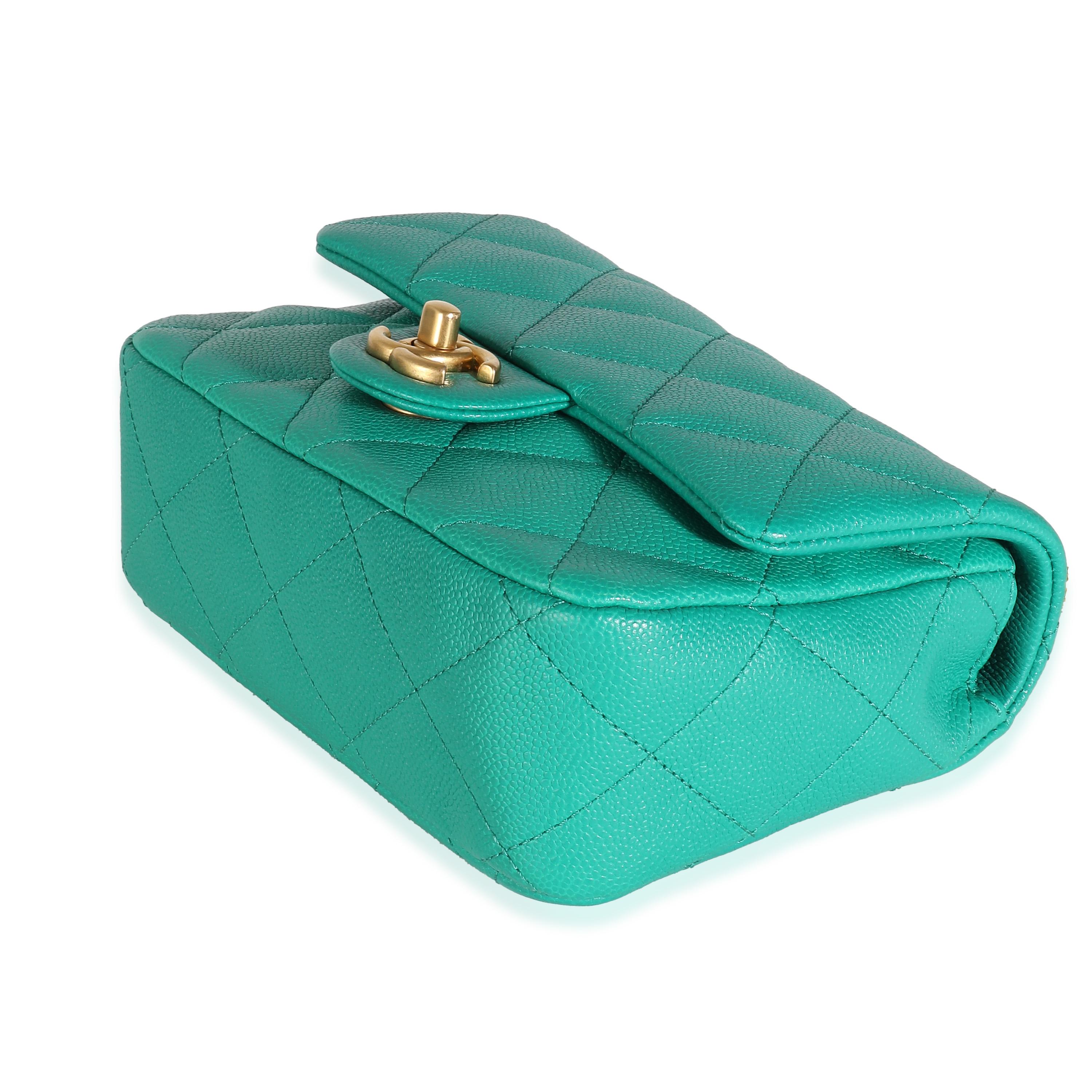 Chanel Green Quilted Caviar Sweetheart Mini Flap Handbag For Sale 1