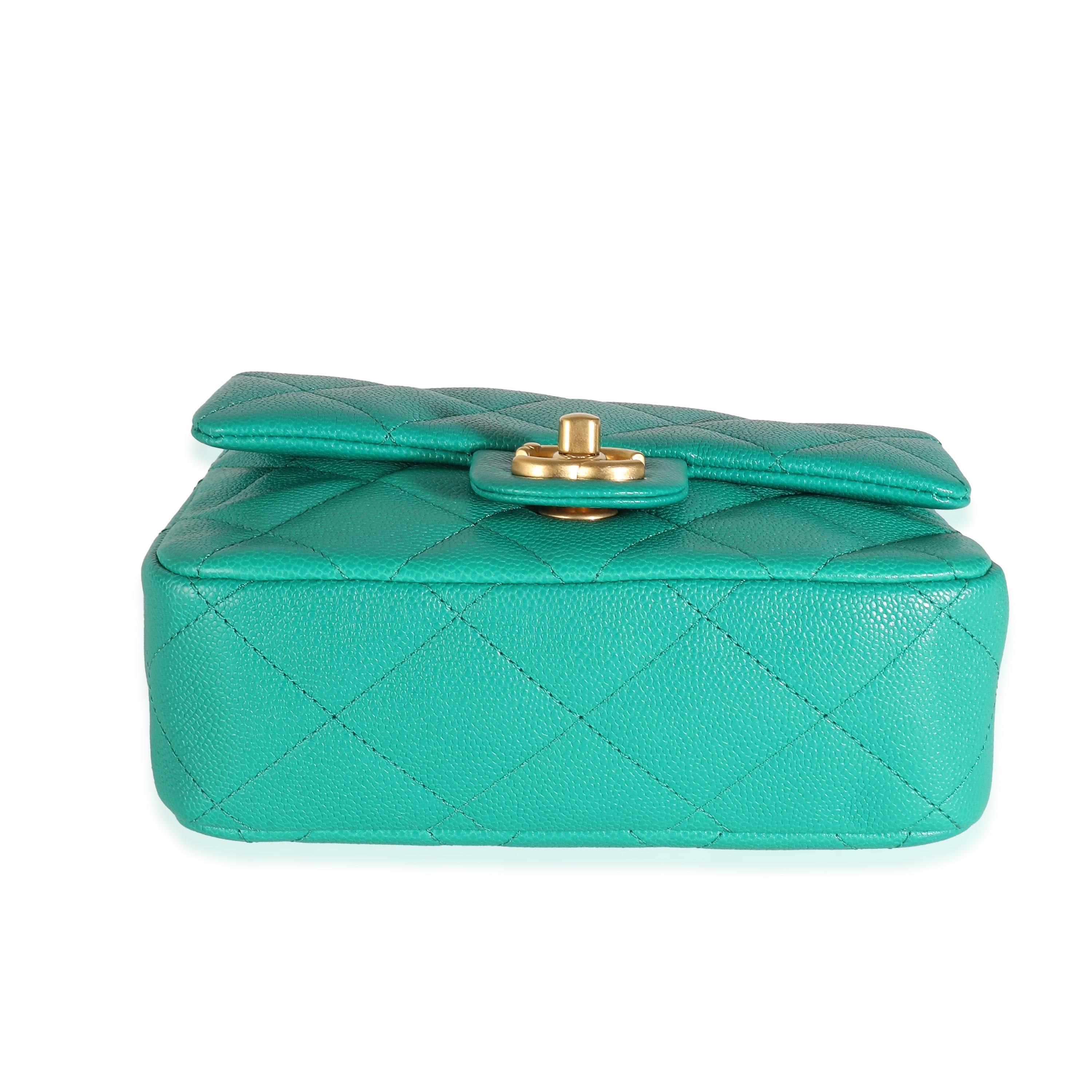 Chanel Green Quilted Caviar Sweetheart Mini Flap Handbag For Sale 2