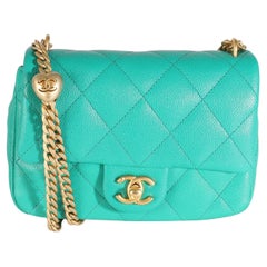 Chanel Green Quilted Caviar Sweetheart Mini Flap Handbag