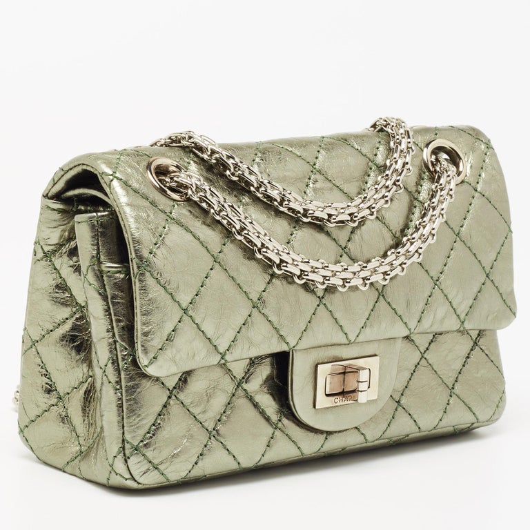 Chanel Green Quilted Glossy Leather Mini Reissue 2.55 Flap Bag at 1stDibs