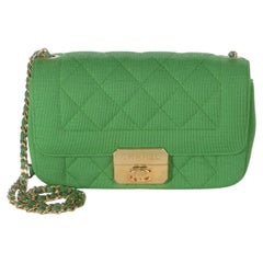 Chanel Green Quilted Jersey Chic With Me Mini Flap Bag