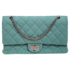 Chanel Green Quilted Jersey Reissue 2.55 Classic 227 Flap Bag